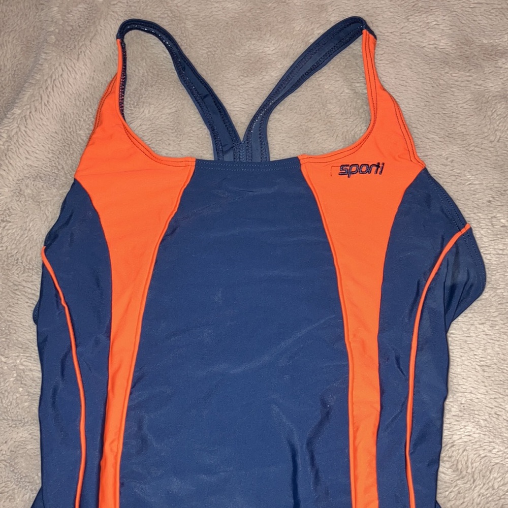 NWT Sporti Piped Splice Wide Strap One Piece Swimsuit, size 40 - Picture 2 of 12